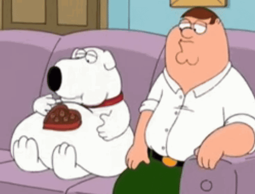 Peter Griffin And Brian Griffin Sitting On Couch GIF