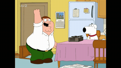 Peter Griffin And Brian Standing In Front Of Refrigerator GIF