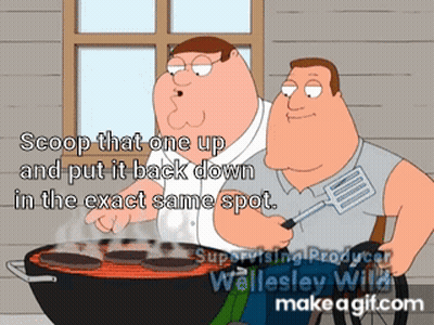 Peter Griffin And Gary Griffin Cooking Burgers On Grill GIF