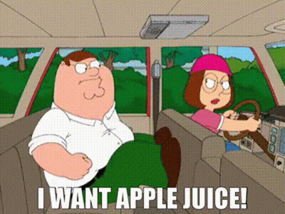 Peter Griffin And Meg Griffin Driving Car Saying I Want Apple Juice GIF
