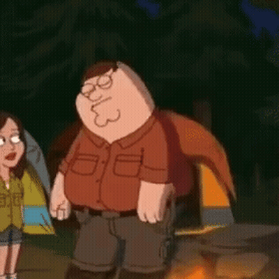 Peter Griffin And Woman By Tent In Woods GIF