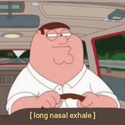 Peter Griffin Driving Car Saying Long Nasal Exhale GIF