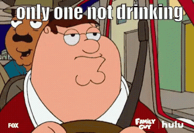 Peter Griffin Driving Car Saying Only One Not Drinking GIF