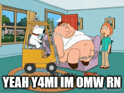 Peter Griffin Driving Forklift Saying Yeah Y4mi Im Omw Rn GIF