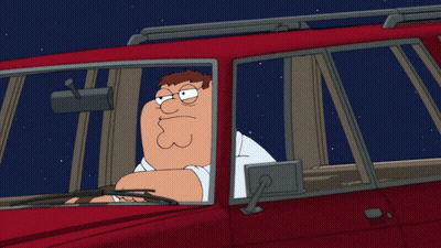 Peter Griffin Driving Red SUV At Night GIF