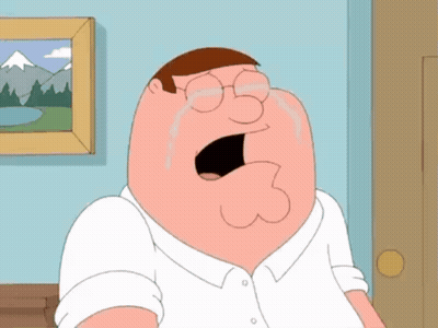 Peter Griffin From Family Guy Crying With A Picture Of Mountains In The Background GIF