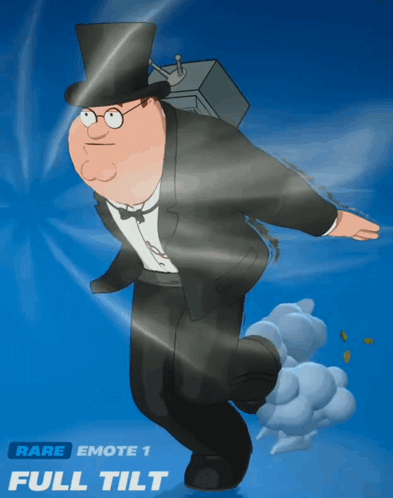 Peter Griffin From Family Guy Is Flying Through The Air With A Box On His Back GIF
