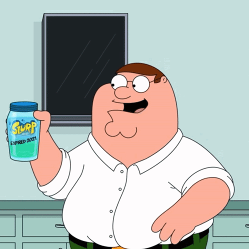 Peter Griffin From Family Guy Is Holding A Can Of Sturp Soda GIF