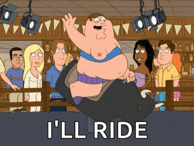 Peter Griffin From Family Guy Is Riding A Bull In A Rodeo GIF