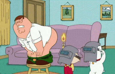 Peter Griffin From Family Guy Is Sitting On A Stool GIF