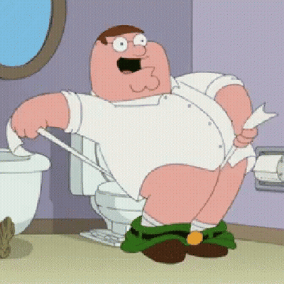 Peter Griffin From Family Guy Is Sitting On A Toilet Holding A Toothbrush . GIF