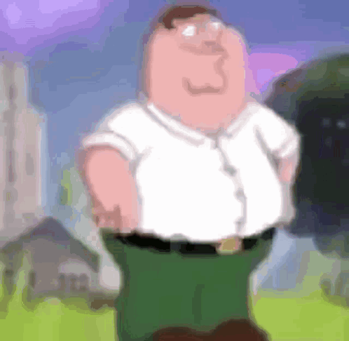 Peter Griffin From Family Guy Is Standing In A Park With His Hands On His Hips . GIF