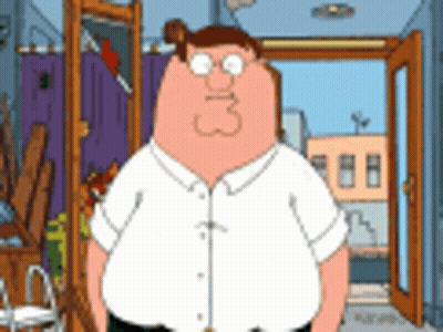 Peter Griffin From Family Guy Is Standing In Front Of An Open Door . GIF
