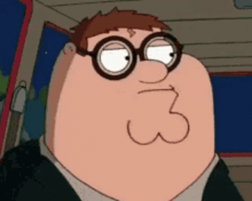 Peter Griffin From Family Guy Is Wearing Glasses And Making A Funny Face . GIF
