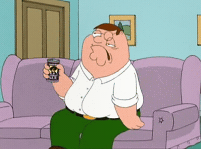 Peter Griffin From Family Guy Sits On A Couch Holding A Can Of Beer GIF