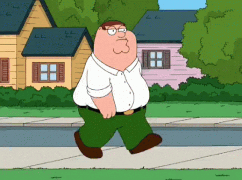 Peter Griffin From Family Guy Walks Down A Sidewalk GIF