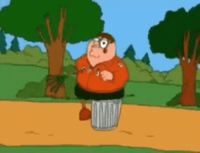 Peter Griffin From The Family Guy Is Standing Next To A Trash Can . GIF