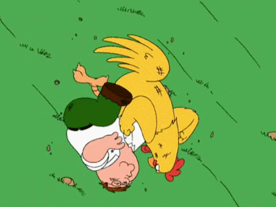 Peter Griffin Is Fighting A Chicken In A Cartoon GIF