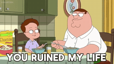 Peter Griffin Is Sitting At A Table With A Boy Eating Cheerios GIF