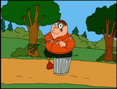 Peter Griffin Is Standing In A Trash Can With A Shovel GIF