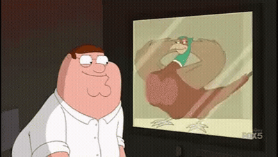 Peter Griffin Looking At Turkey On TV GIF