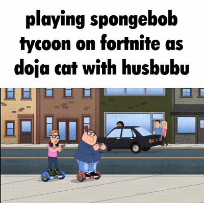 Peter Griffin Playing SpongeBob Tycoon On Fortnite As Doja Cat GIF
