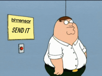 Peter Griffin Pointing To Sign Saying Bittensor Send It GIF