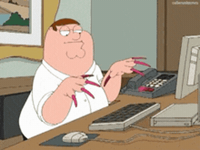 Peter Griffin Sitting At Desk With Long Nails GIF
