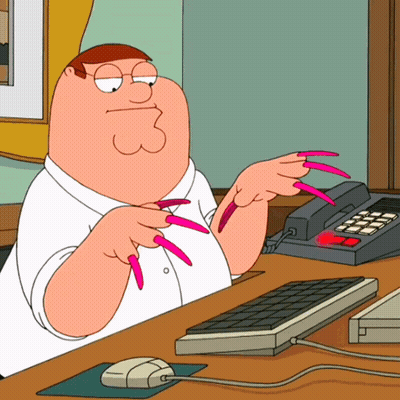 Peter Griffin Sitting At Desk With Pink Nails GIF