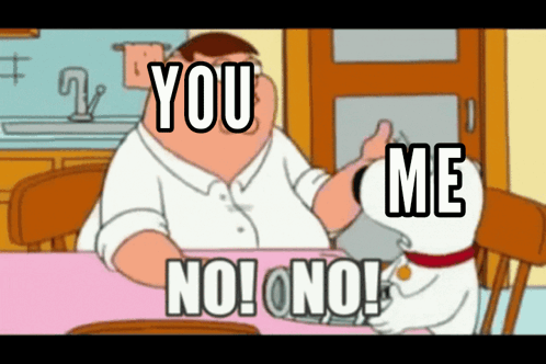 Peter Griffin Sitting At Table With You And Me On Face GIF