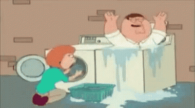 Peter Griffin Sitting In Washing Machine Arms Up GIF