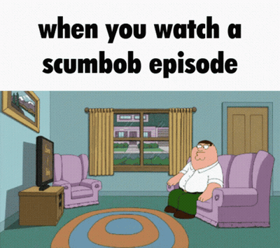 Peter Griffin Sitting On Couch Watching SpongeBob GIF