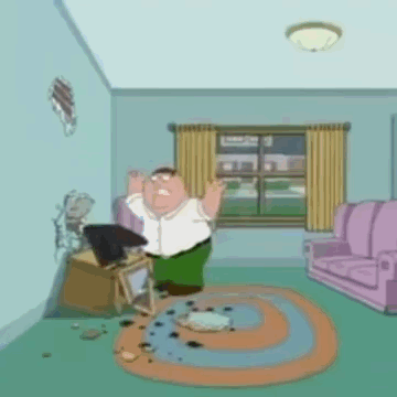 Peter Griffin Standing In Living Room With Couch GIF