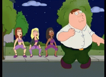 Peter Griffin Walking Down Street With Three Women GIF
