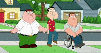Peter Griffin Walking With Two Men One In Wheelchair GIF