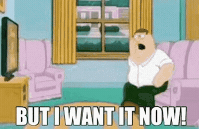 Peter Griffin Watching TV Saying But I Want It Now GIF