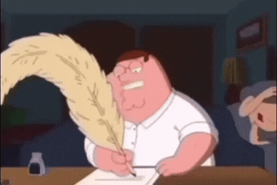 Peter Griffin Writing With Feather GIF