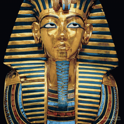 Pharaoh's Face Statue With Crown And Long Neck GIF