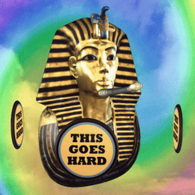 Pharaoh Statue Smoking Cigarette Saying This Goes Hard GIF