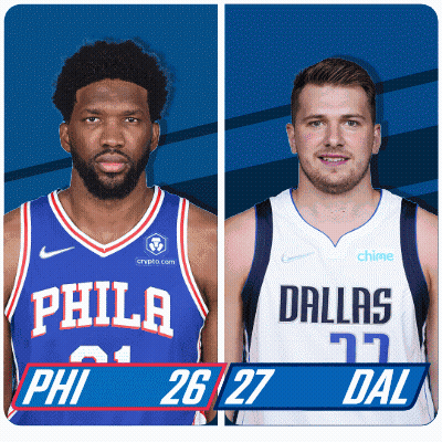 Philadelphia And Dallas Basketball Players Standing Together GIF