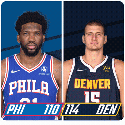 Philadelphia And Denver Basketball Players Standing Together GIF