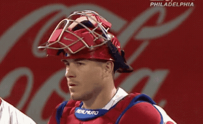 Philadelphia Baseball Player In Helmet And Vest GIF