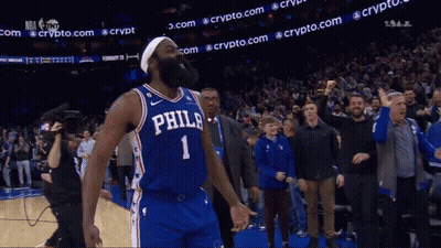 Philadelphia Basketball Player Celebrating With Fans GIF