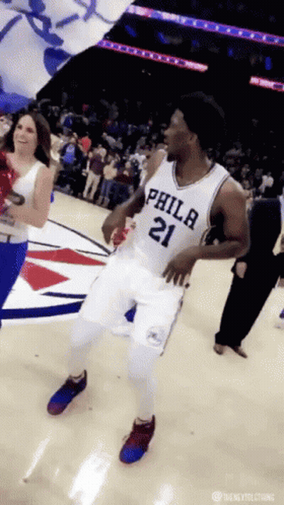 Philadelphia Basketball Player Dancing On Court GIF