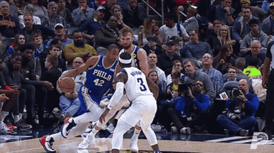 Philadelphia Basketball Player Number 42 Dribbling Ball GIF