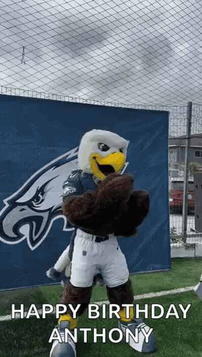 Philadelphia Eagles Mascot Saying Happy Birthday Anthony GIF