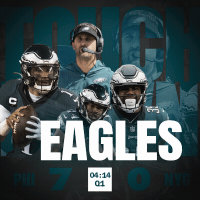 Philadelphia Eagles Poster With Players And Coach GIF