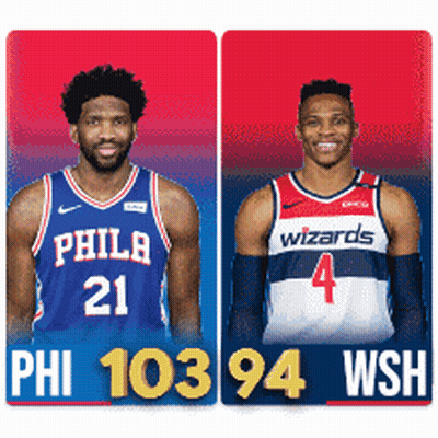 Philadelphia Wizards Player And Washington Wizards Player Standing GIF