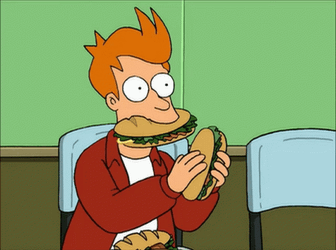 Philip J. Fry Eating Burger GIF