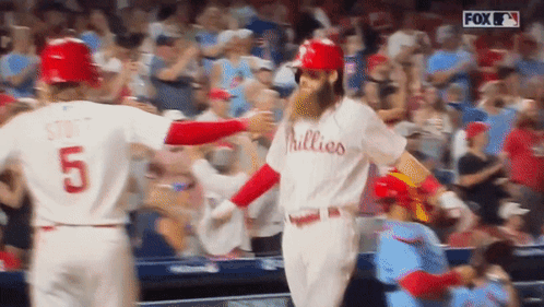 Phillies Baseball Player Being Congratulated GIF